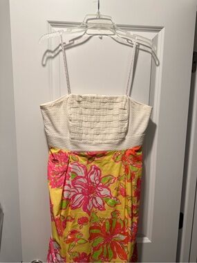 Lilly Pulitzer Cream Strapless Dress with Pink Label